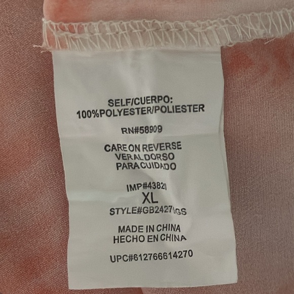 Gianni Bini GB tie dye buttoned down tie front 3/4 sleeves semi sheer top Sz XL - Picture 6 of 6